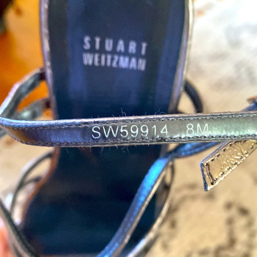 Stuart Weitzman Nuts bronze low strappy wedge Sandals Size 8 - Picture 9 of 10